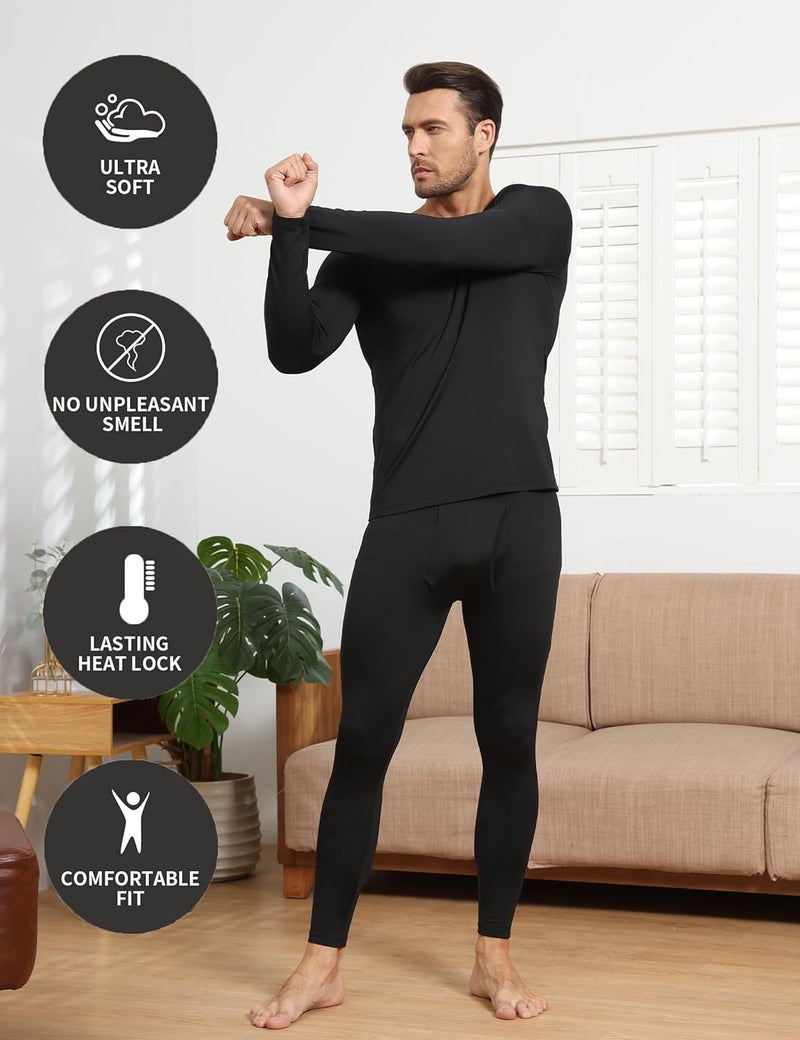Winvote Store 3 Pack Thermal Underwear for Men Long Johns Fleece Lined Soft and Warm Set Base Layer for Cold Weather - Image 3